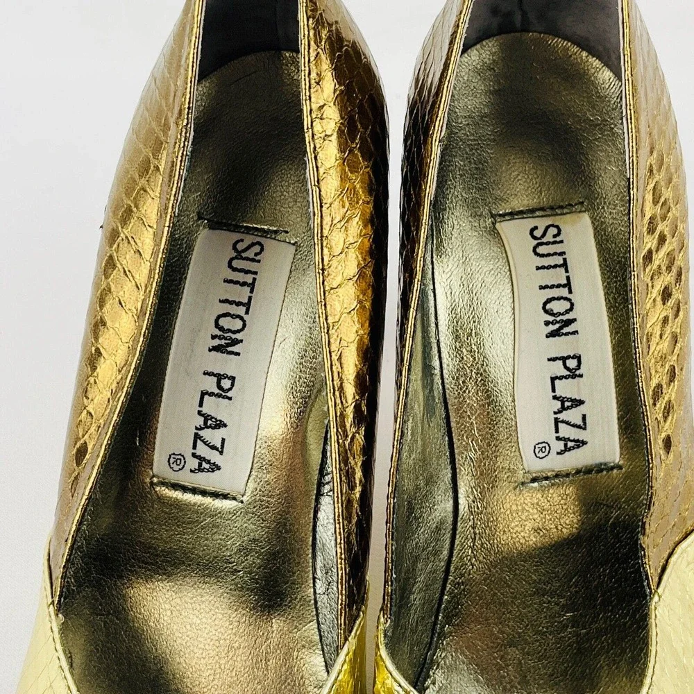 Womens‎ 6.5M Sutton Plaza Pumps Metallic Bronze Gold Copper Faux Snakeskin Heels